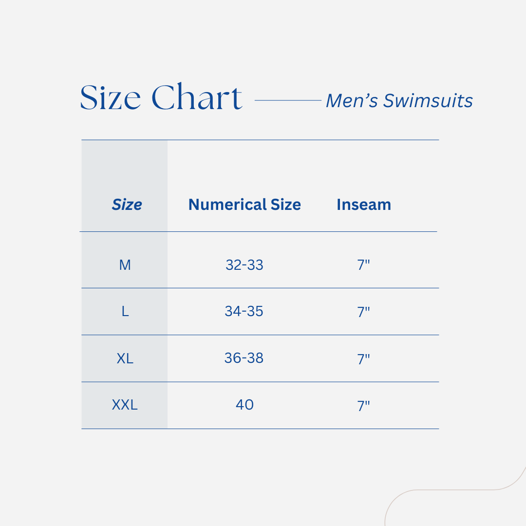 Father Son Matching Swimsuit Size Chart